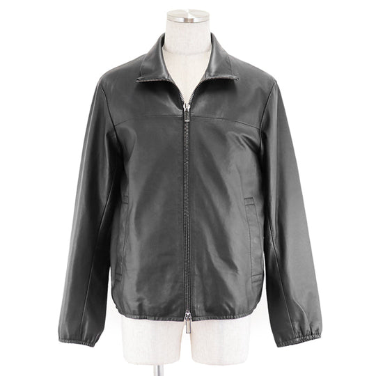 Emporio Armani Blouson [Outer material] 100% lamb leather [Lining] 100% polyester black mens 48 Used Authentic