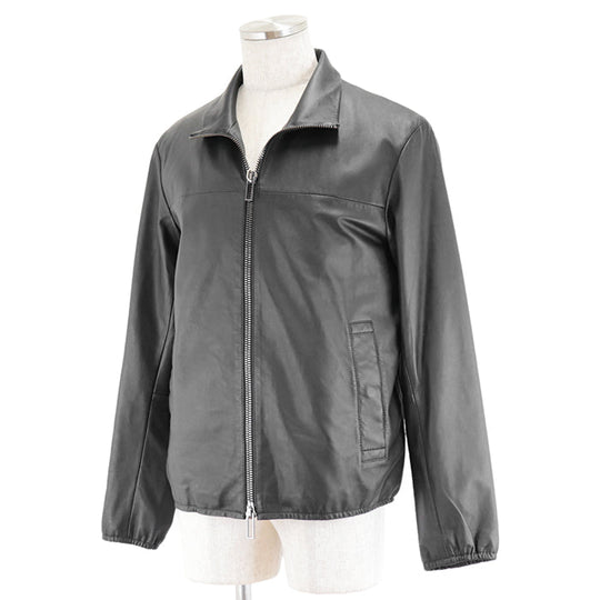 Emporio Armani Blouson [Outer material] 100% lamb leather [Lining] 100% polyester black mens 48 Used Authentic