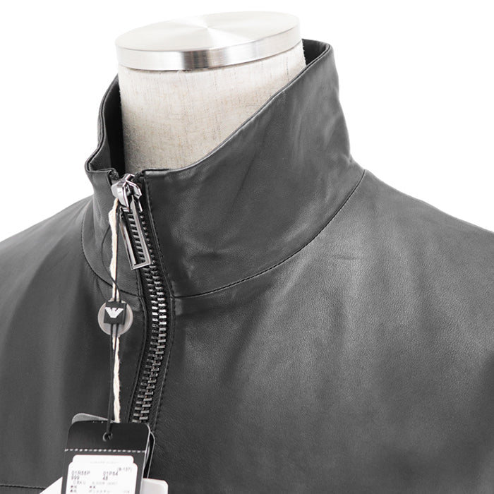 Emporio Armani Blouson [Outer material] 100% lamb leather [Lining] 100% polyester black mens 48 Used Authentic