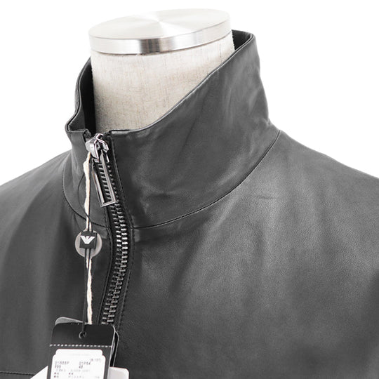 Emporio Armani Blouson [Outer material] 100% lamb leather [Lining] 100% polyester black mens 48 Used Authentic