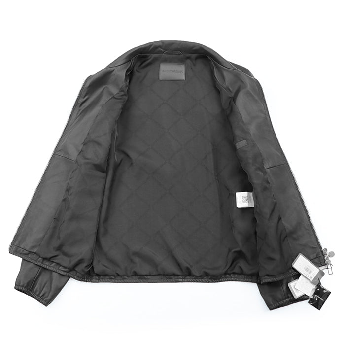 Emporio Armani Blouson [Outer material] 100% lamb leather [Lining] 100% polyester black mens 48 Used Authentic
