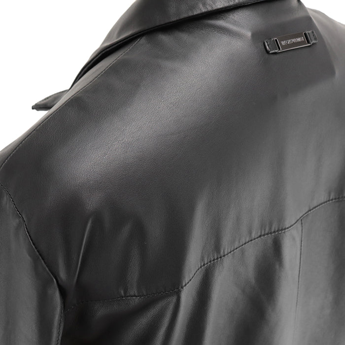 Emporio Armani Blouson [Outer material] 100% lamb leather [Lining] 100% polyester black mens 48 Used Authentic