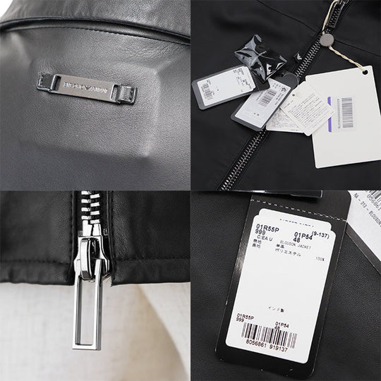 Emporio Armani Blouson [Outer material] 100% lamb leather [Lining] 100% polyester black mens 48 Used Authentic