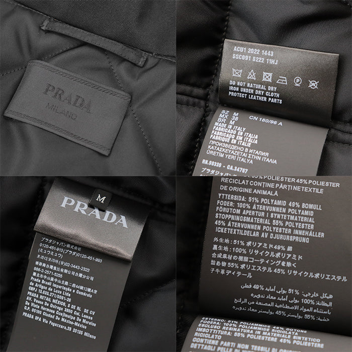 PRADA Other outerwear [Outer material] 51% polyamide, 49% cotton [Lining] 100% recycled polyamide [Filling] 55% polyester, 45% recycled polyester [Leather part] 100% calf leather black SGC091 S222 11HJ mens M Used Authentic