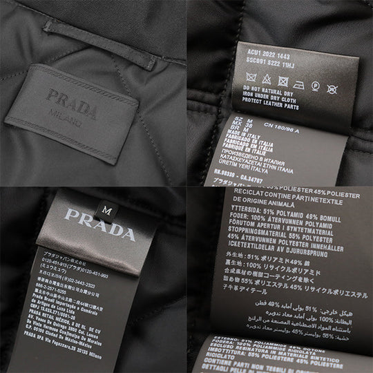 PRADA Other outerwear [Outer material] 51% polyamide, 49% cotton [Lining] 100% recycled polyamide [Filling] 55% polyester, 45% recycled polyester [Leather part] 100% calf leather black SGC091 S222 11HJ mens M Used Authentic