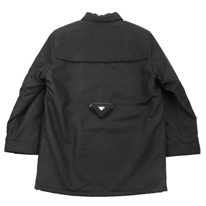 PRADA Other outerwear [Outer material] 51% polyamide, 49% cotton [Lining] 100% recycled polyamide [Filling] 55% polyester, 45% recycled polyester [Leather part] 100% calf leather black SGC091 S222 11HJ mens M Used Authentic