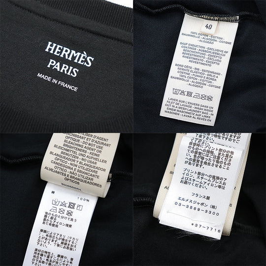 HERMES Cut cotton 100% black Women 40 Used Authentic