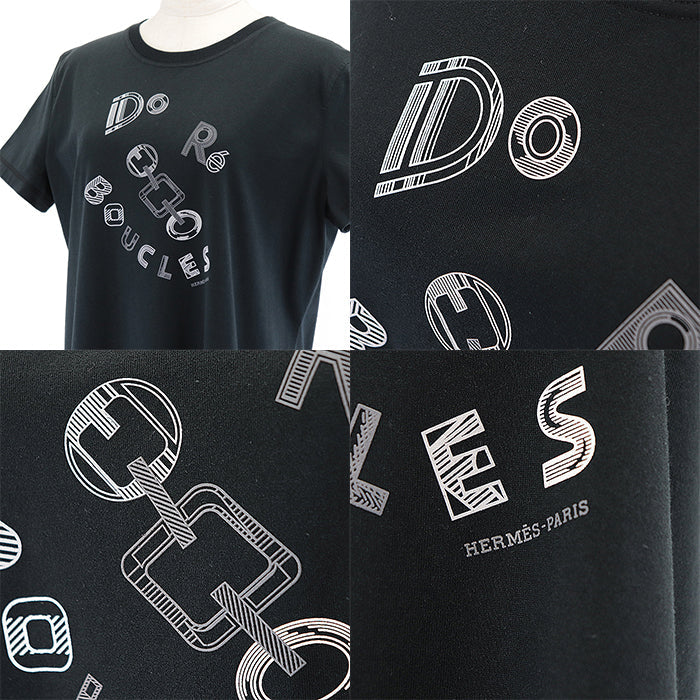 HERMES Cut cotton 100% black Women 40 Used Authentic