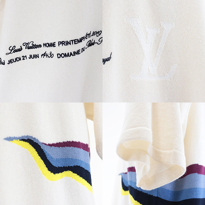 LOUIS VUITTON knit 99% cashmere, 1% wool Ivory shirt mens XL Used Authentic