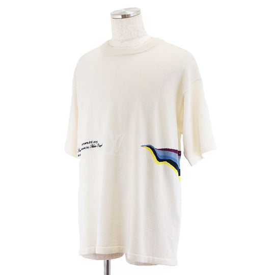LOUIS VUITTON knit 99% cashmere, 1% wool Ivory shirt mens XL Used Authentic