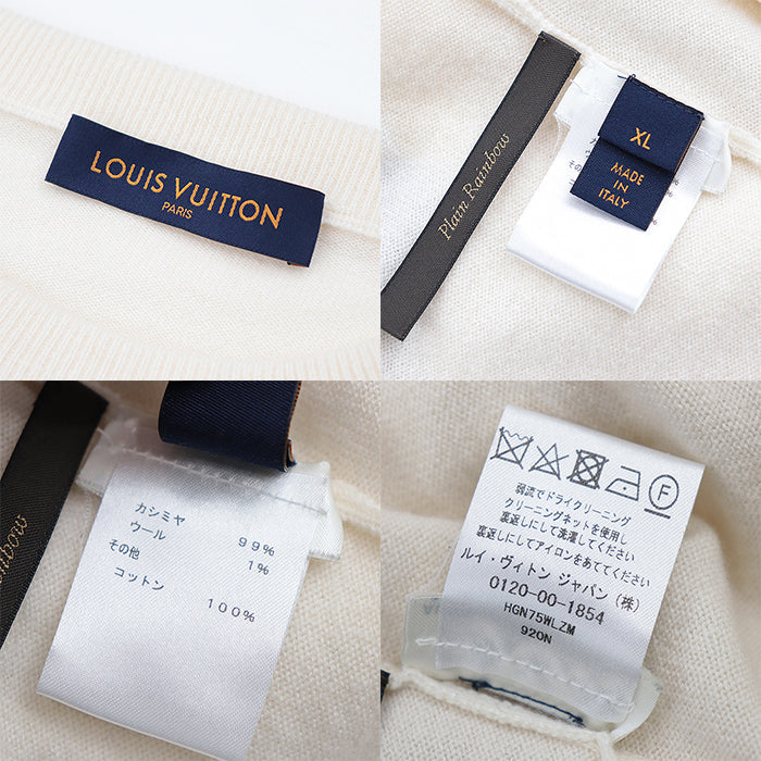 LOUIS VUITTON knit 99% cashmere, 1% wool Ivory shirt mens XL Used Authentic