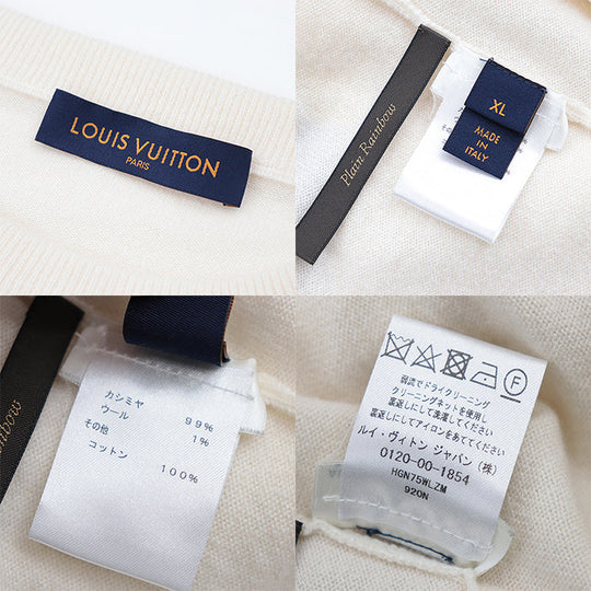 LOUIS VUITTON knit 99% cashmere, 1% wool Ivory shirt mens XL Used Authentic