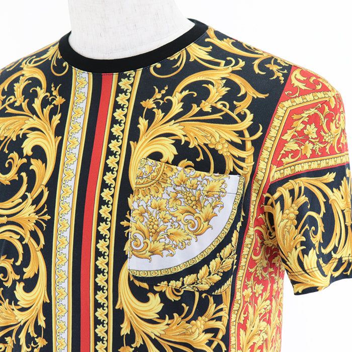 VERSACE Short sleeve T-shirt 100% cotton [Rib] 100% cotton multicolor mens S Used Authentic