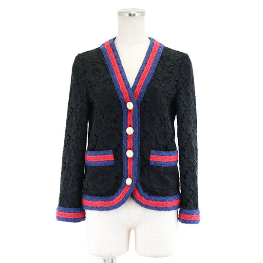 GUCCI cardigan [Outer material] 46% rayon, 36% cotton [Lining] 71% acetate, 29% silk black Women 36 Used Authentic