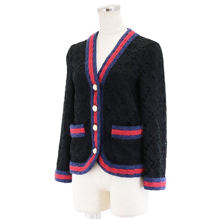 GUCCI cardigan [Outer material] 46% rayon, 36% cotton [Lining] 71% acetate, 29% silk black Women 36 Used Authentic