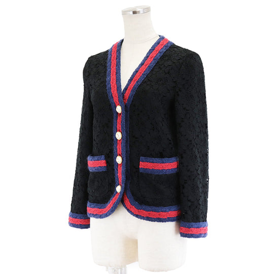 GUCCI cardigan [Outer material] 46% rayon, 36% cotton [Lining] 71% acetate, 29% silk black Women 36 Used Authentic