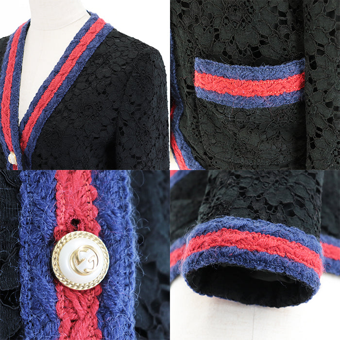 GUCCI cardigan [Outer material] 46% rayon, 36% cotton [Lining] 71% acetate, 29% silk black Women 36 Used Authentic
