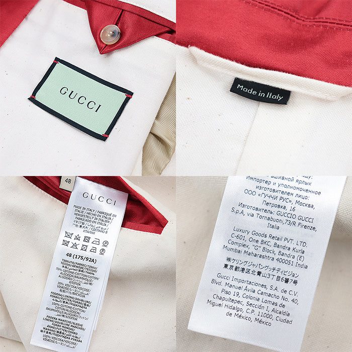 GUCCI Other outerwear [Outer fabric] 70% cotton, 30% viscose [Lining] 100% cotton [Sleeve lining] 100% viscose Red mens 48 Used Authentic