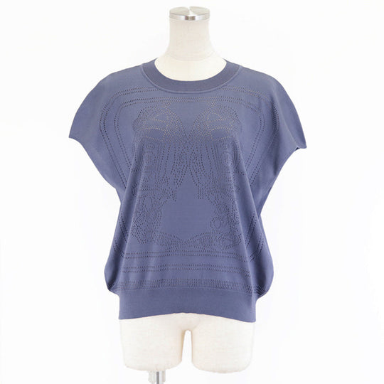 HERMES Cut 92% silk, 6% nylon Gray purple Women 40 Used Authentic
