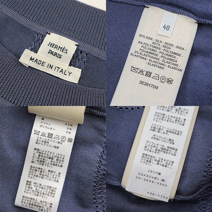HERMES Cut 92% silk, 6% nylon Gray purple Women 40 Used Authentic