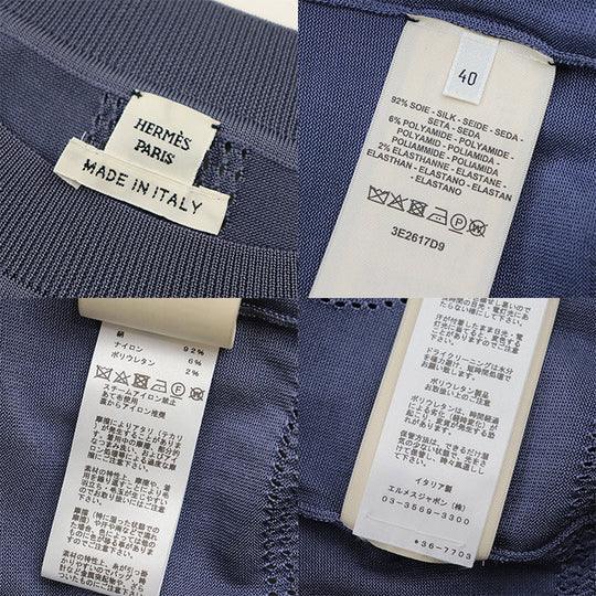HERMES Cut 92% silk, 6% nylon Gray purple Women 40 Used Authentic
