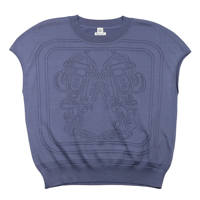 HERMES Cut 92% silk, 6% nylon Gray purple Women 40 Used Authentic