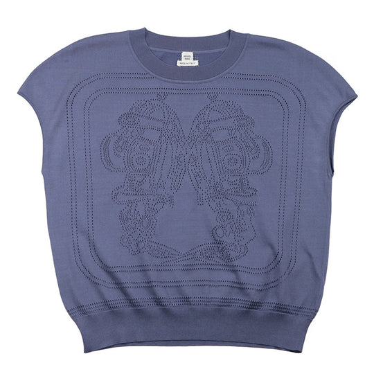 HERMES Cut 92% silk, 6% nylon Gray purple Women 40 Used Authentic