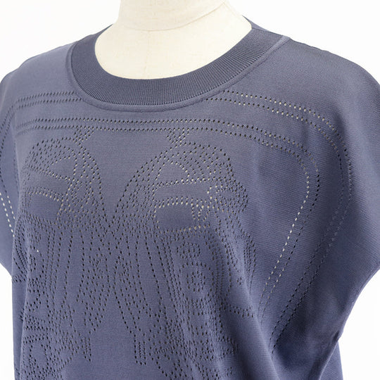 HERMES Cut 92% silk, 6% nylon Gray purple Women 40 Used Authentic