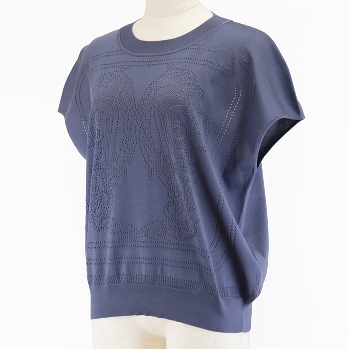 HERMES Cut 92% silk, 6% nylon Gray purple Women 40 Used Authentic
