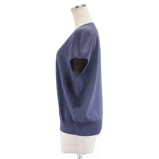 HERMES Cut 92% silk, 6% nylon Gray purple Women 40 Used Authentic