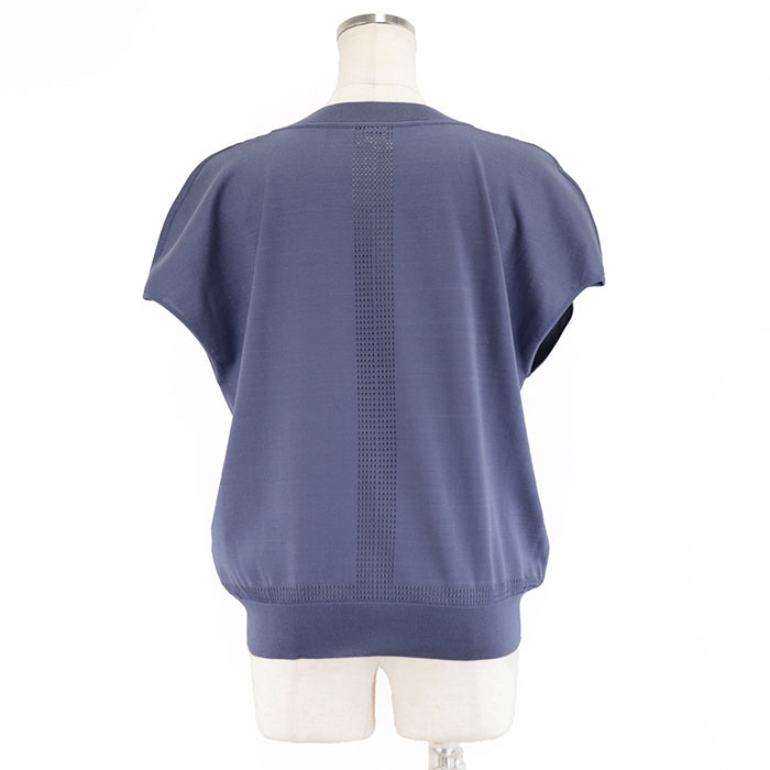 HERMES Cut 92% silk, 6% nylon Gray purple Women 40 Used Authentic