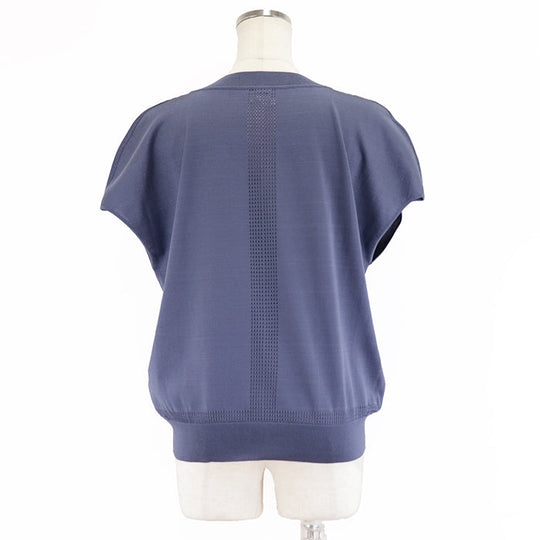 HERMES Cut 92% silk, 6% nylon Gray purple Women 40 Used Authentic