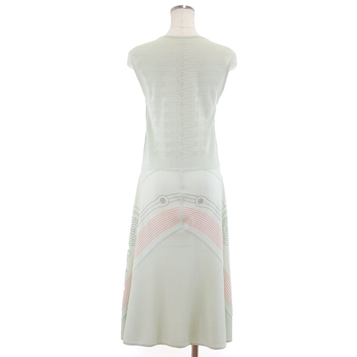 HERMES one piece 100% silk, 63% rayon Light green Women 38 Used Authentic