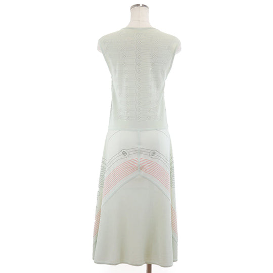 HERMES one piece 100% silk, 63% rayon Light green Women 38 Used Authentic