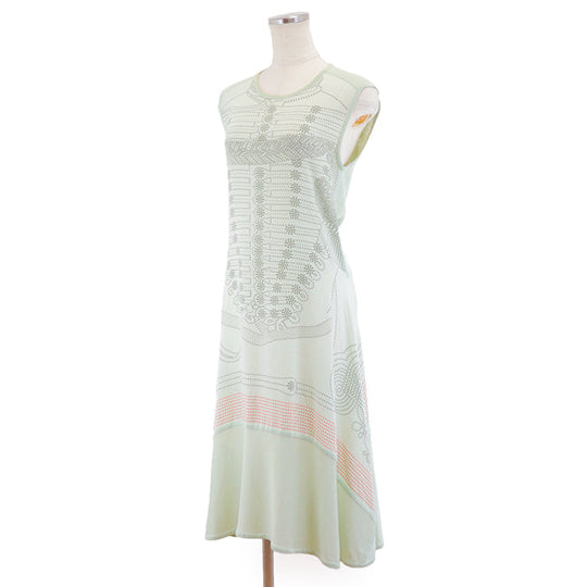 HERMES one piece 100% silk, 63% rayon Light green Women 38 Used Authentic