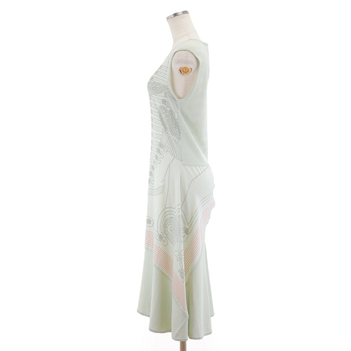 HERMES one piece 100% silk, 63% rayon Light green Women 38 Used Authentic