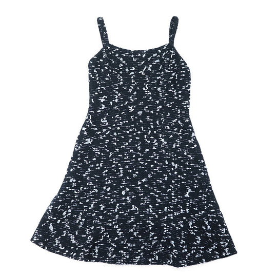 CHANEL one piece 72% wool, 8% nylon, 2% polyethylene [Lining] 90% silk, 10% spandex Black White Women 42 Used Authentic