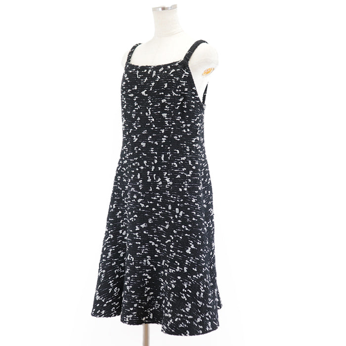 CHANEL one piece 72% wool, 8% nylon, 2% polyethylene [Lining] 90% silk, 10% spandex Black White Women 42 Used Authentic