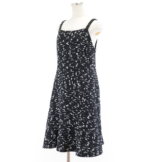 CHANEL one piece 72% wool, 8% nylon, 2% polyethylene [Lining] 90% silk, 10% spandex Black White Women 42 Used Authentic
