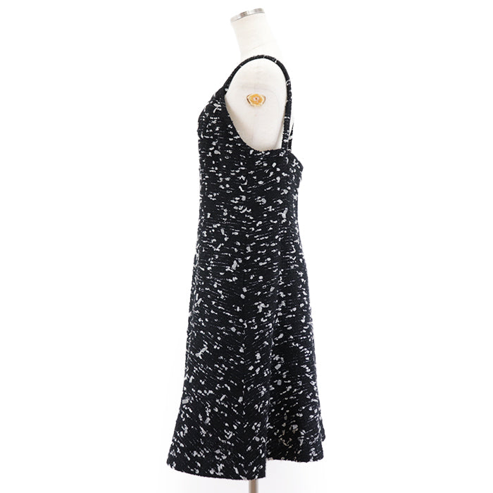 CHANEL one piece 72% wool, 8% nylon, 2% polyethylene [Lining] 90% silk, 10% spandex Black White Women 42 Used Authentic