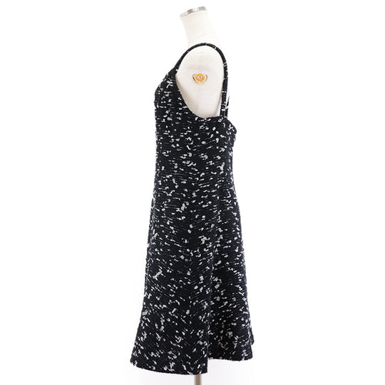 CHANEL one piece 72% wool, 8% nylon, 2% polyethylene [Lining] 90% silk, 10% spandex Black White Women 42 Used Authentic