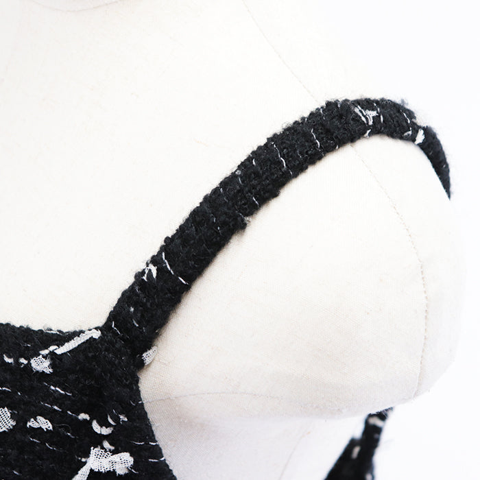 CHANEL one piece 72% wool, 8% nylon, 2% polyethylene [Lining] 90% silk, 10% spandex Black White Women 42 Used Authentic
