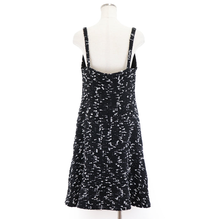 CHANEL one piece 72% wool, 8% nylon, 2% polyethylene [Lining] 90% silk, 10% spandex Black White Women 42 Used Authentic