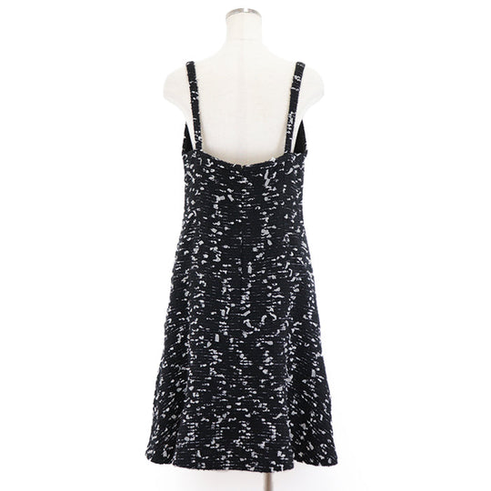 CHANEL one piece 72% wool, 8% nylon, 2% polyethylene [Lining] 90% silk, 10% spandex Black White Women 42 Used Authentic