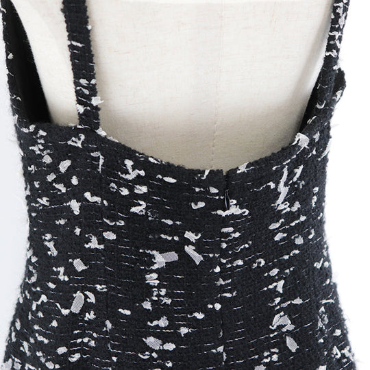 CHANEL one piece 72% wool, 8% nylon, 2% polyethylene [Lining] 90% silk, 10% spandex Black White Women 42 Used Authentic