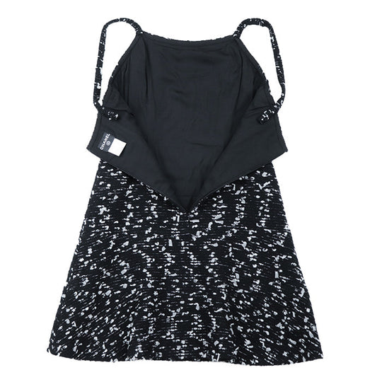 CHANEL one piece 72% wool, 8% nylon, 2% polyethylene [Lining] 90% silk, 10% spandex Black White Women 42 Used Authentic