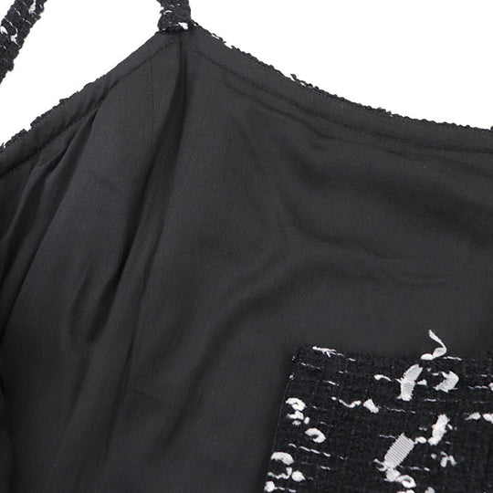 CHANEL one piece 72% wool, 8% nylon, 2% polyethylene [Lining] 90% silk, 10% spandex Black White Women 42 Used Authentic