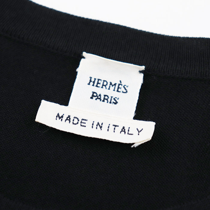HERMES knit 70% cotton, 30% silk black Women 38 Used Authentic
