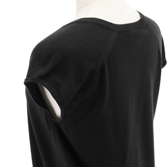 HERMES knit 70% cotton, 30% silk black Women 38 Used Authentic