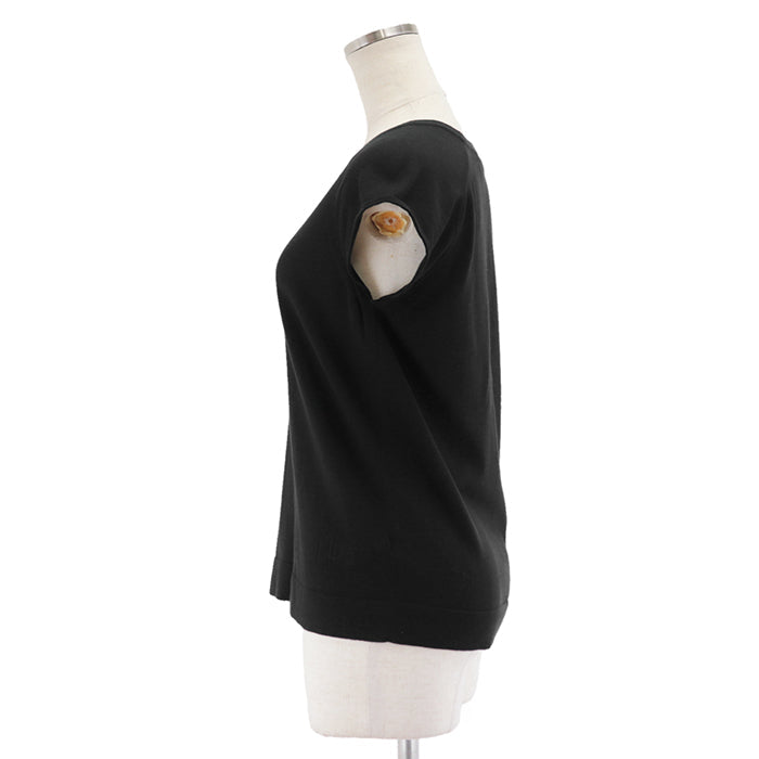 HERMES knit 70% cotton, 30% silk black Women 38 Used Authentic